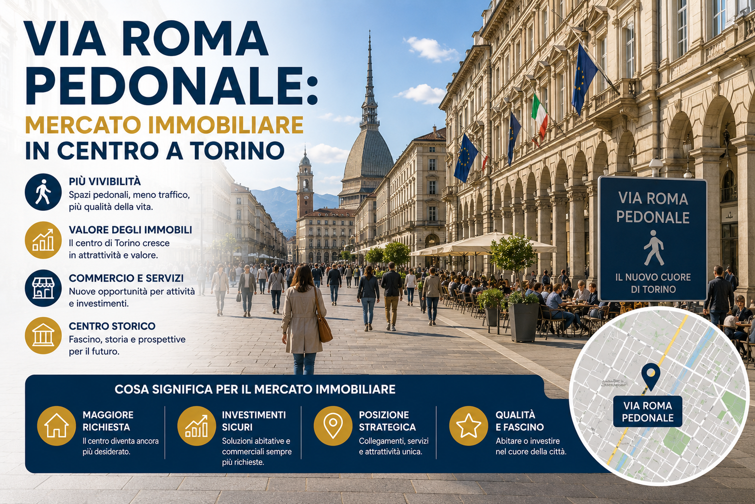 via roma pedonale mercato immobiliare centro torino